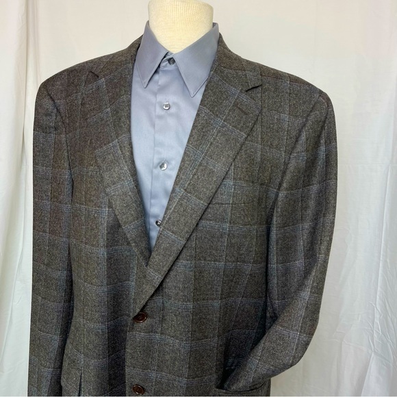 Canali made in Italy Sportcoat Window Pane Bemberg Wool Surgion Cuffs Vent 46L - Picture 3 of 15
